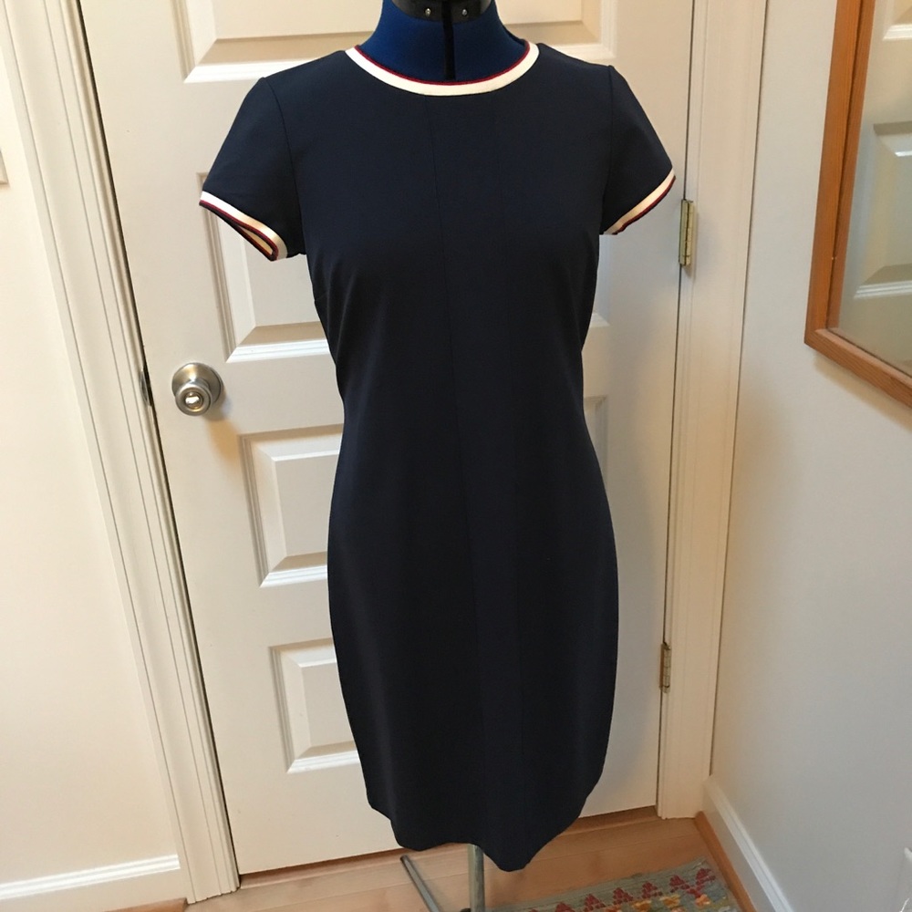 Brooks Brothers Navy Dress with White and Red Trim